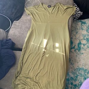Long green dress with slits up the bottom sides
